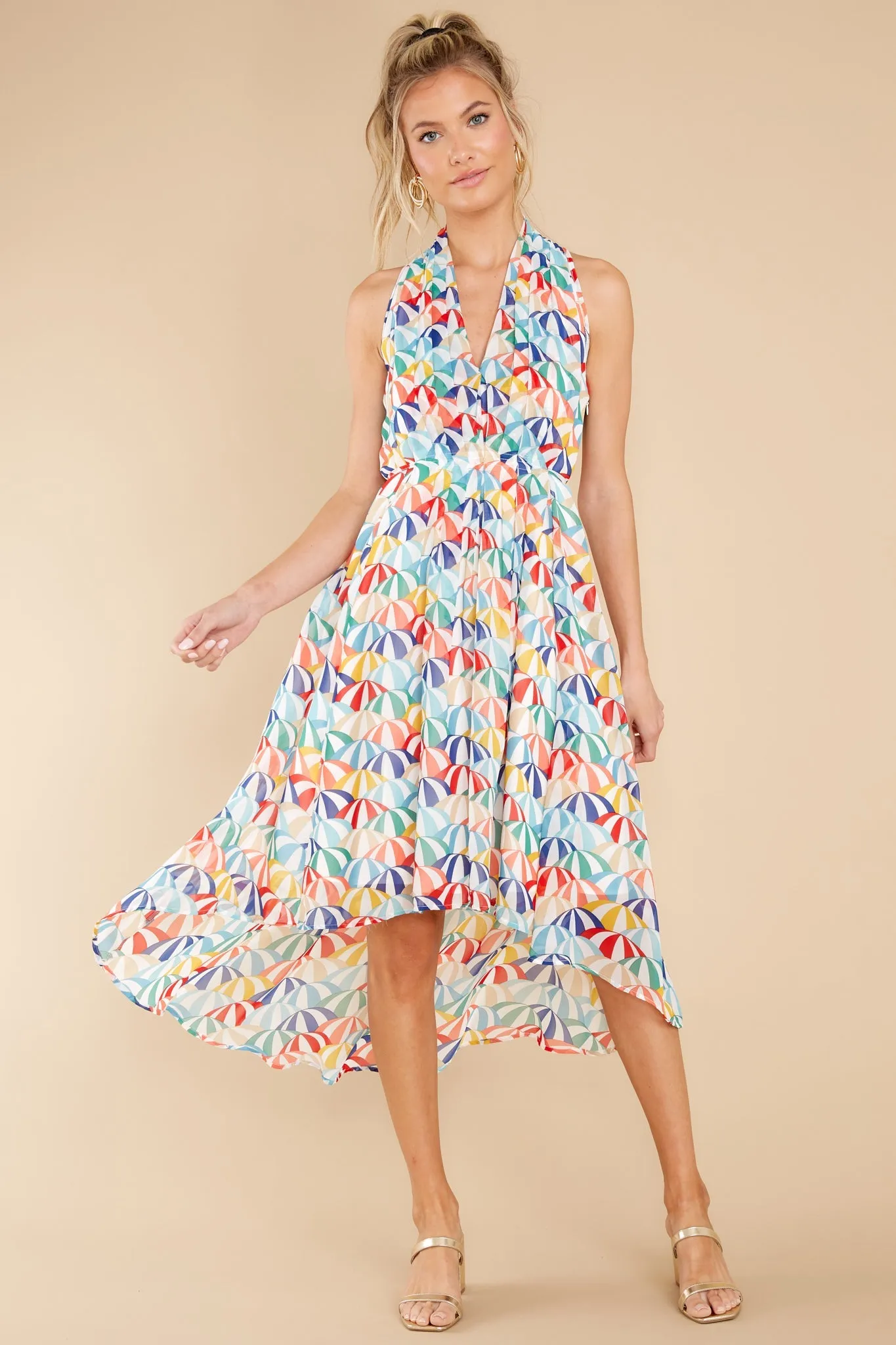 Effortless Feeling White Parasol Long Printed Dress