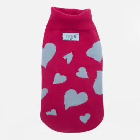 Emma Firenze Dog Jumper in Cashmere with Hearts Motif for Petite Pups