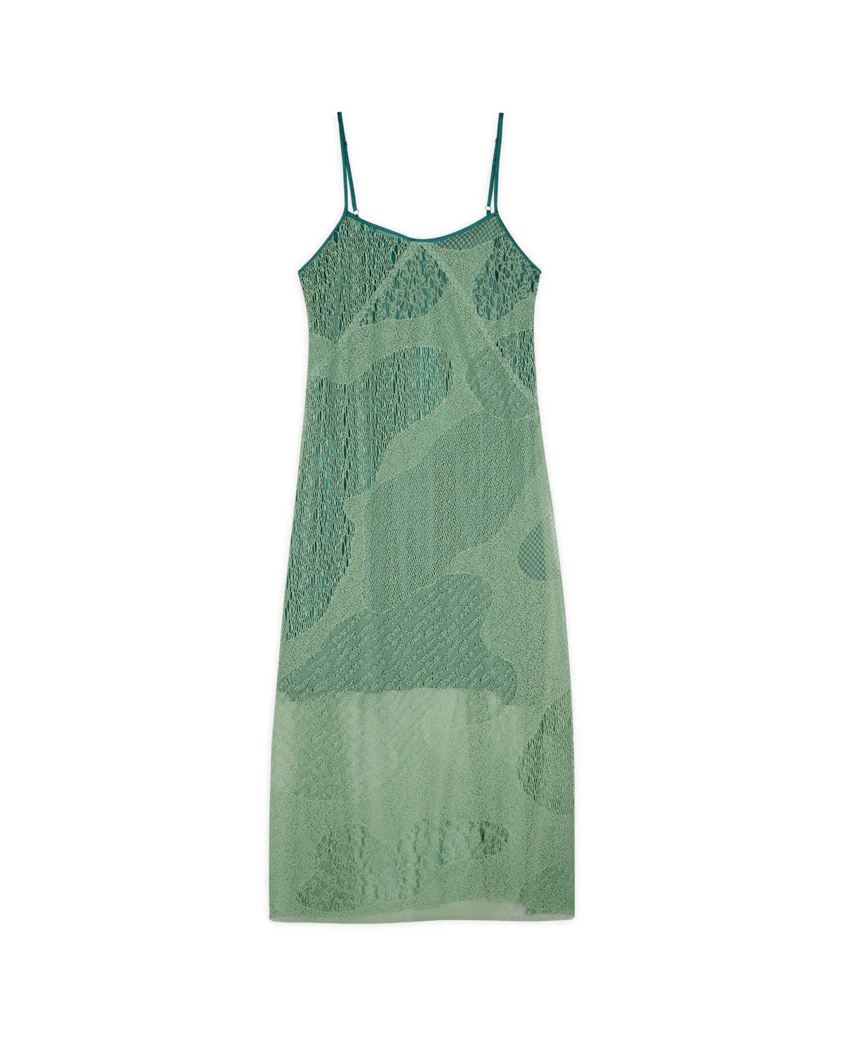 Engineered Cloud Mesh Slip Dress - Green