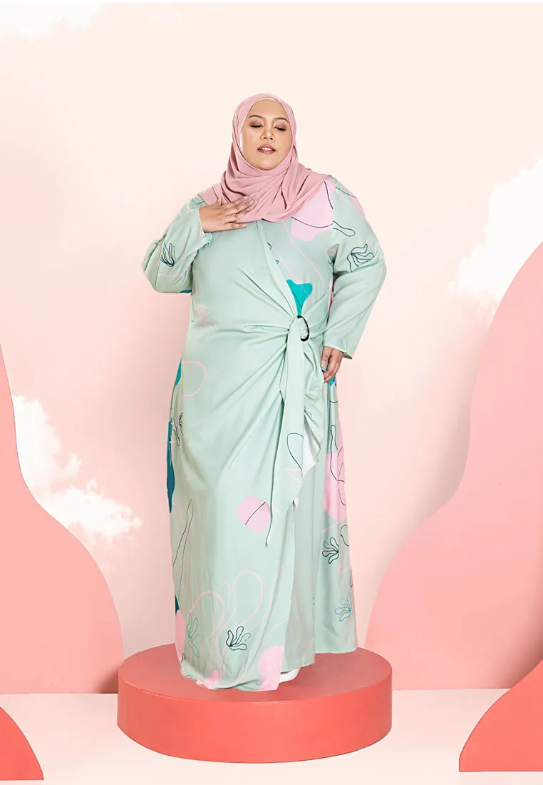 Fantasy Mis Claire x Mimpikita Printed Wrap Jubah Dress - Mint Green