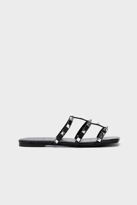 FAUX CROCO METAL STUD FLAT SLIDE