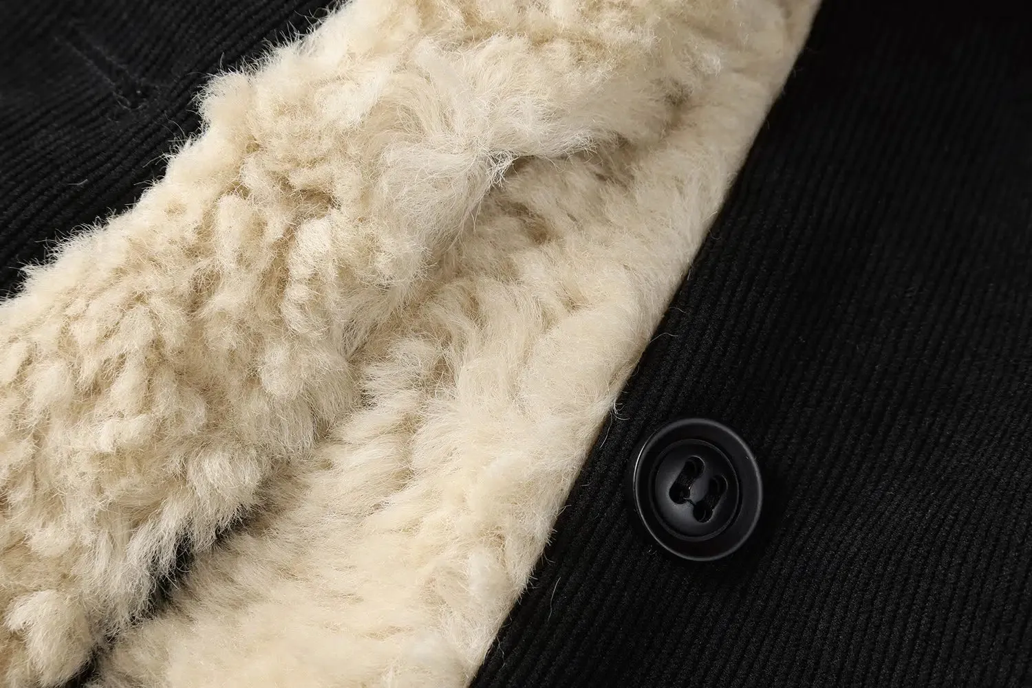 Faux Shearling Trim Coat