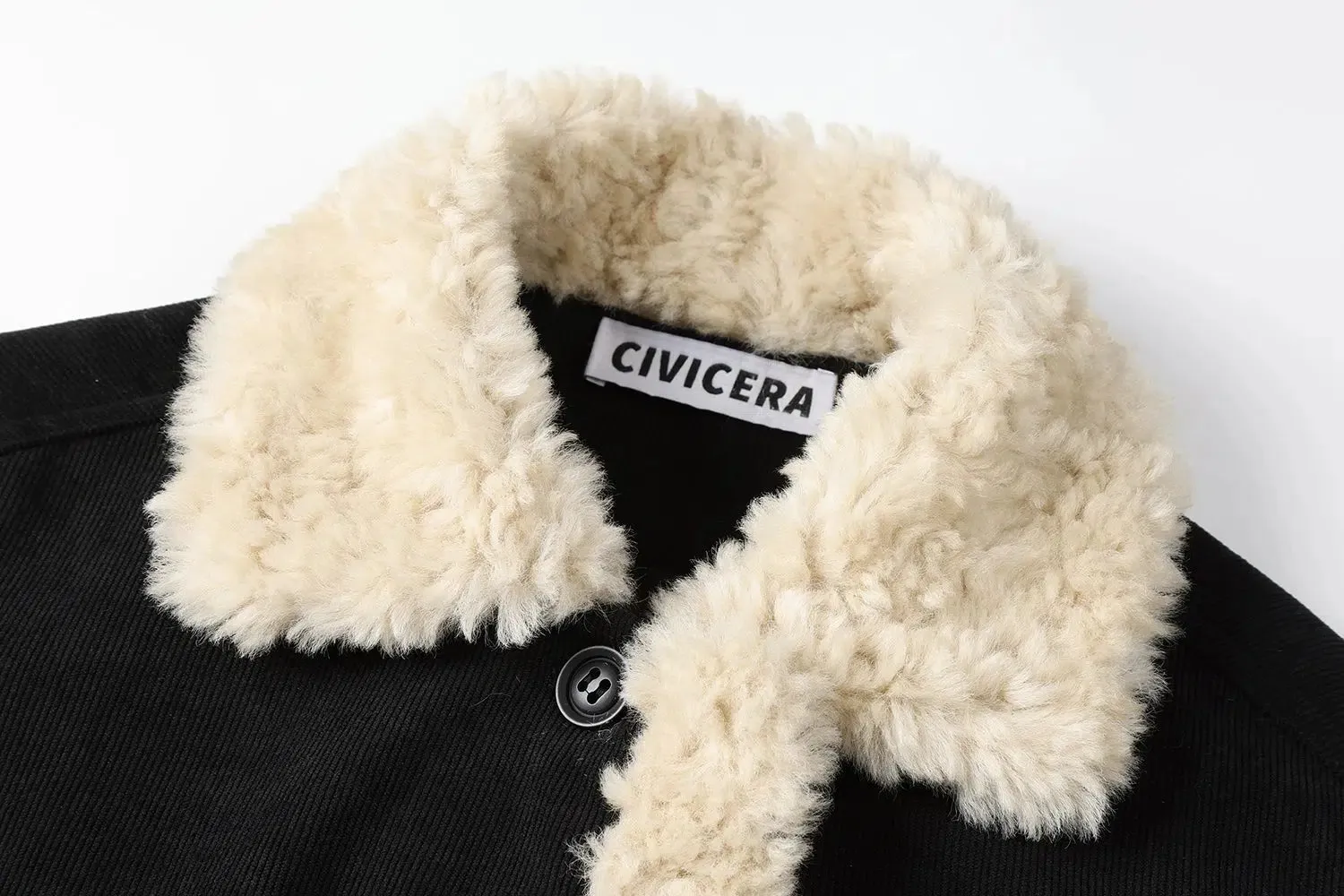 Faux Shearling Trim Coat