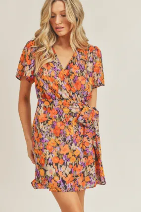 Floral Chiffon Wrap Dress