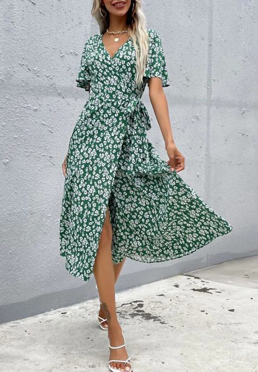 Floral Print Summer Wrap Dress