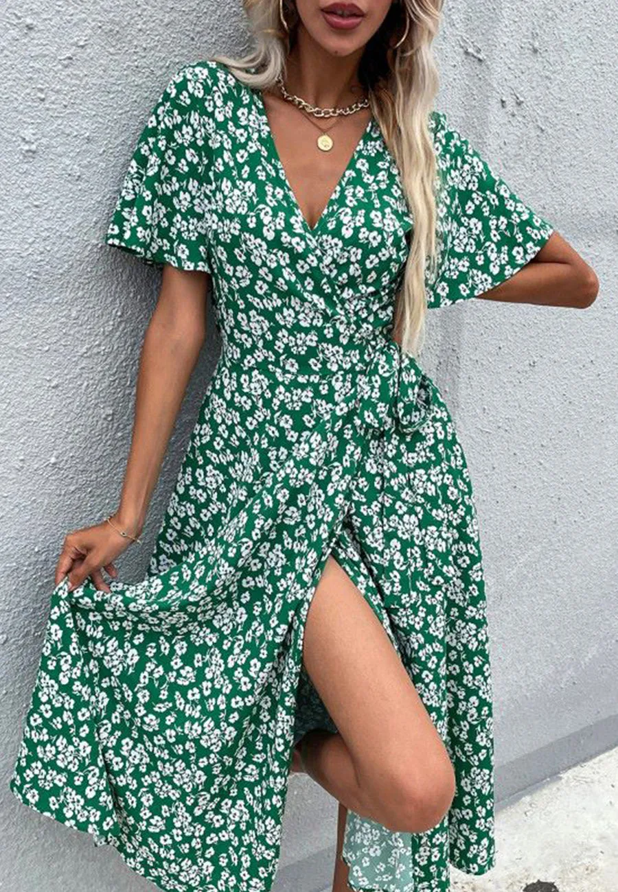 Floral Print Summer Wrap Dress