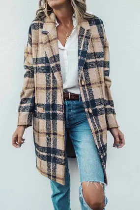 Florcoo Plaid Contrast Windproof Coat