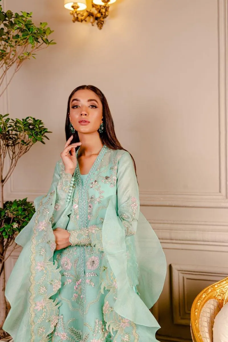 Fozia Khalid - Tiffany Blue - Embroidered  - 4 Piece