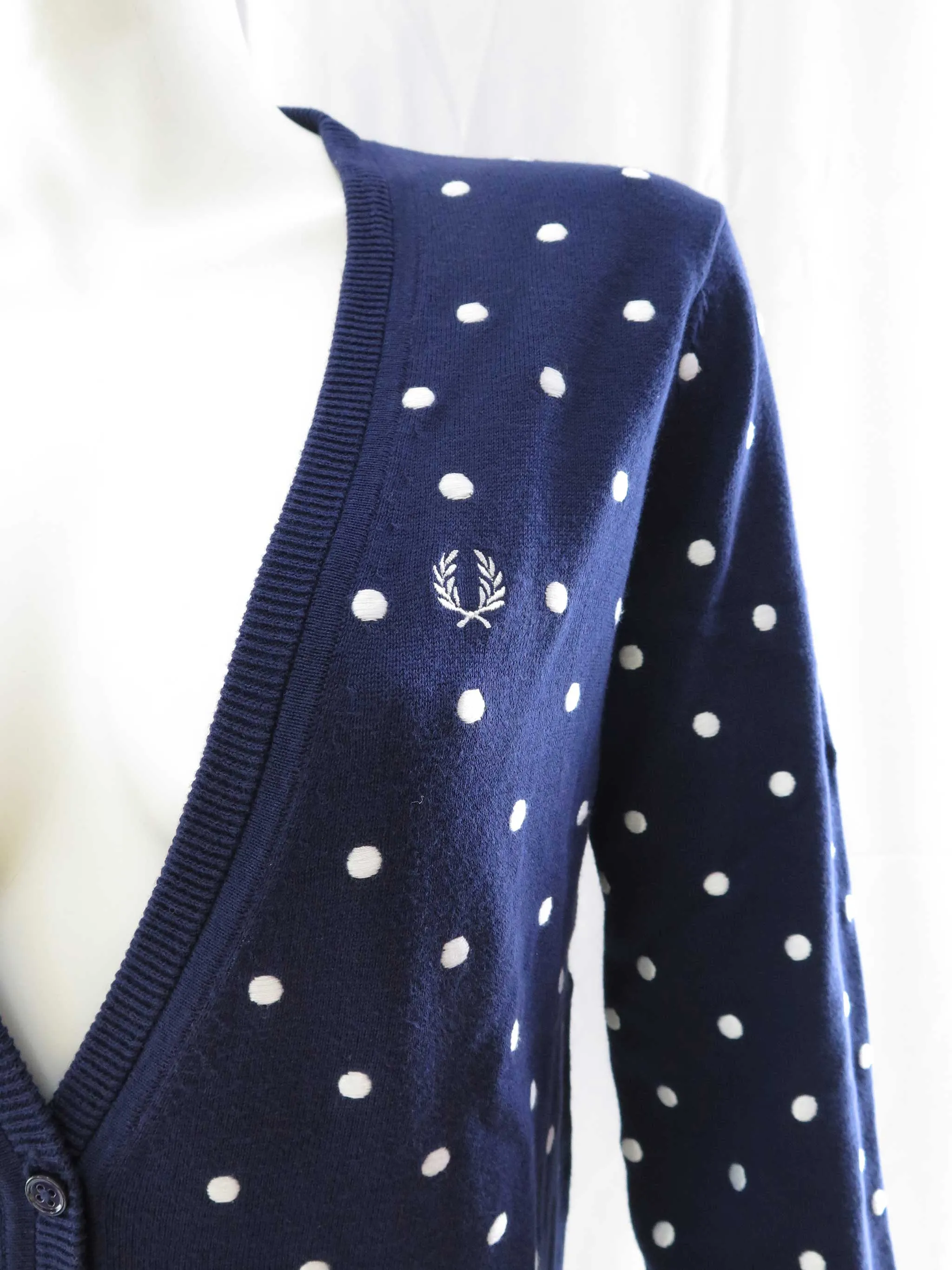 Fred Perry Polka Dot Cardigan (Carbon Blue)