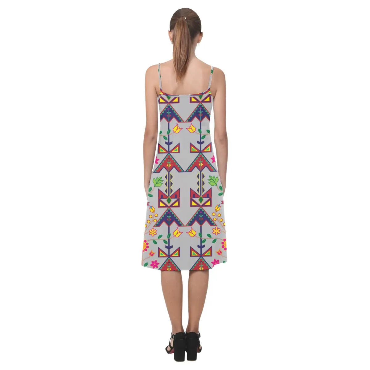 Geometric Floral Spring - Gray Alcestis Slip Dress