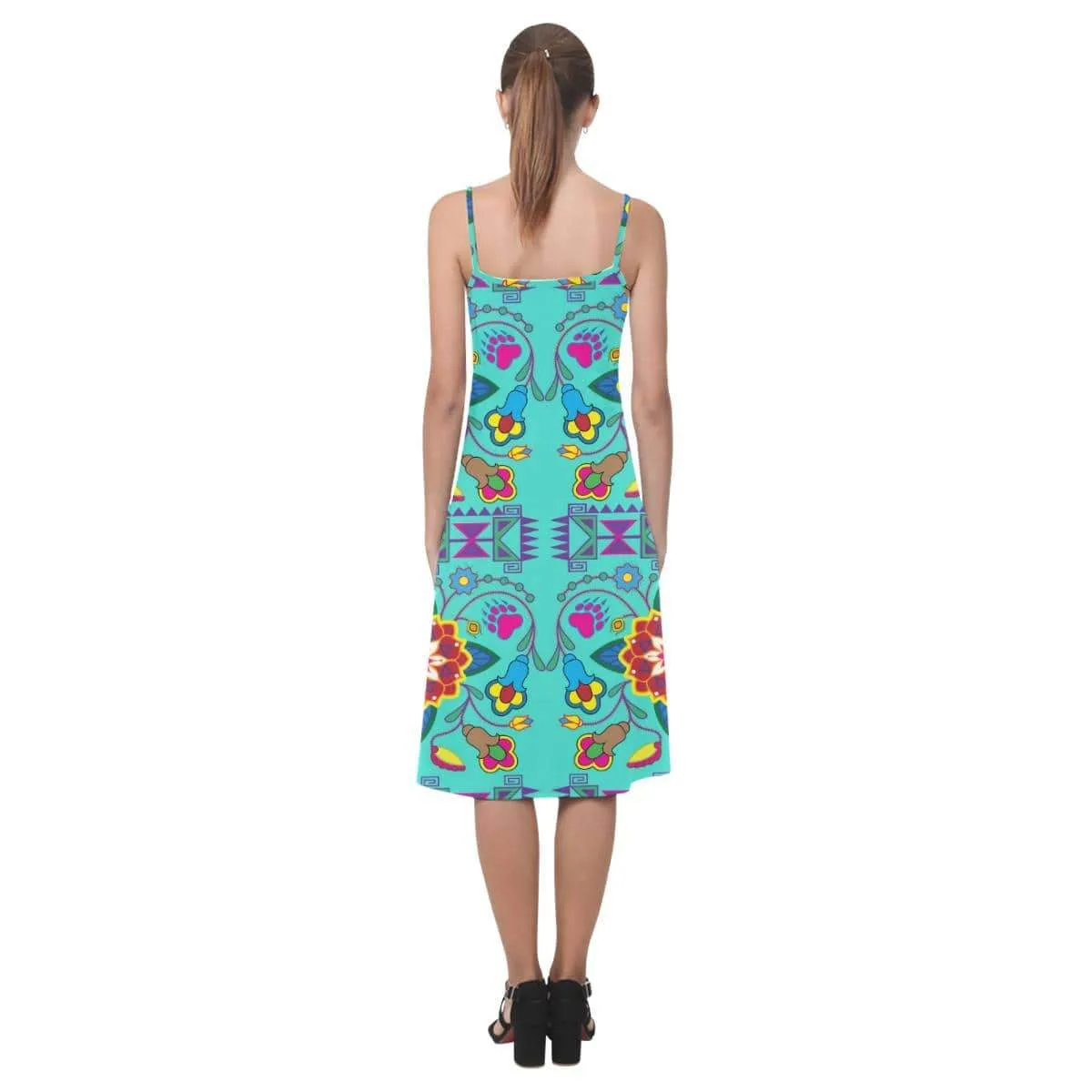 Geometric Floral Winter - Sky Alcestis Slip Dress