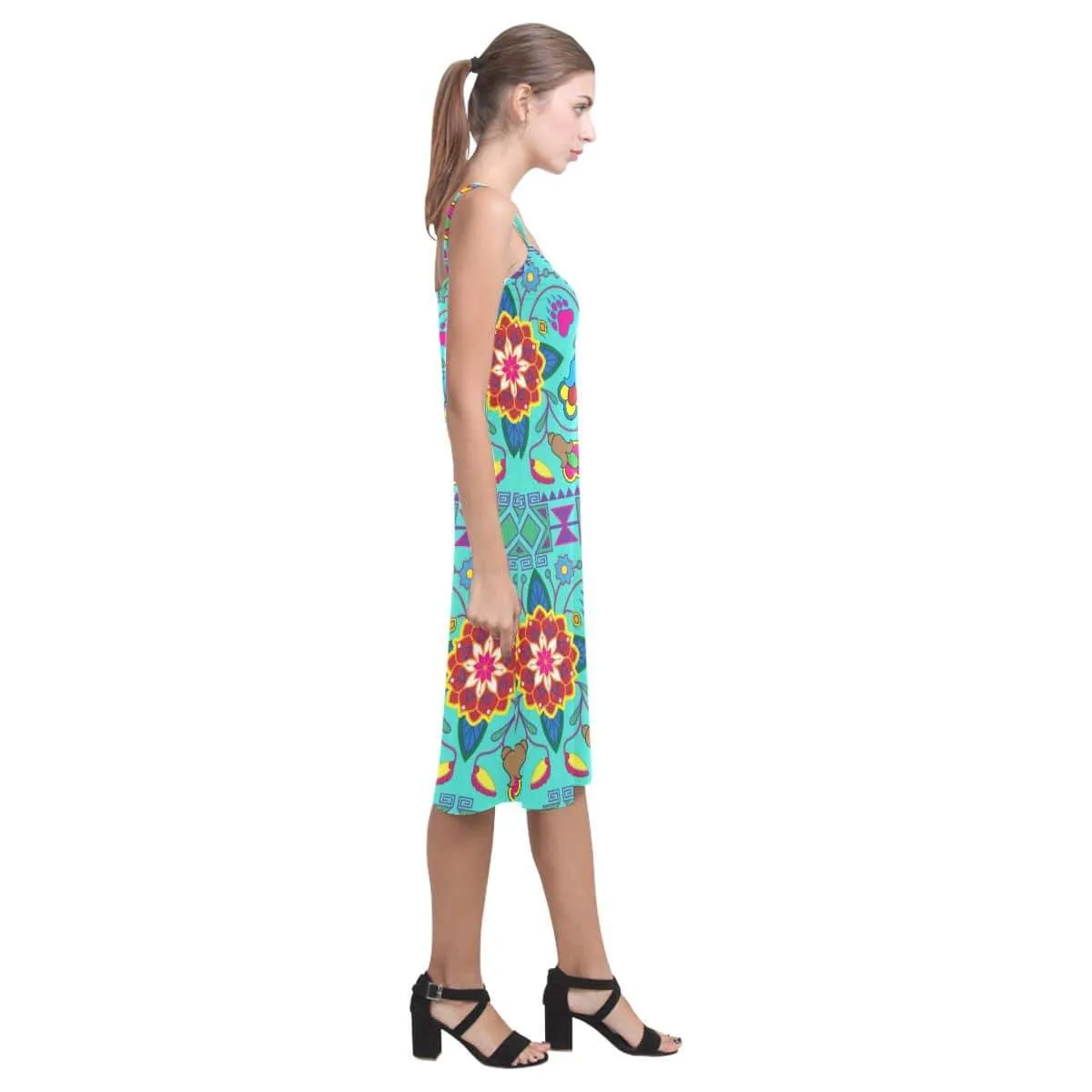 Geometric Floral Winter - Sky Alcestis Slip Dress