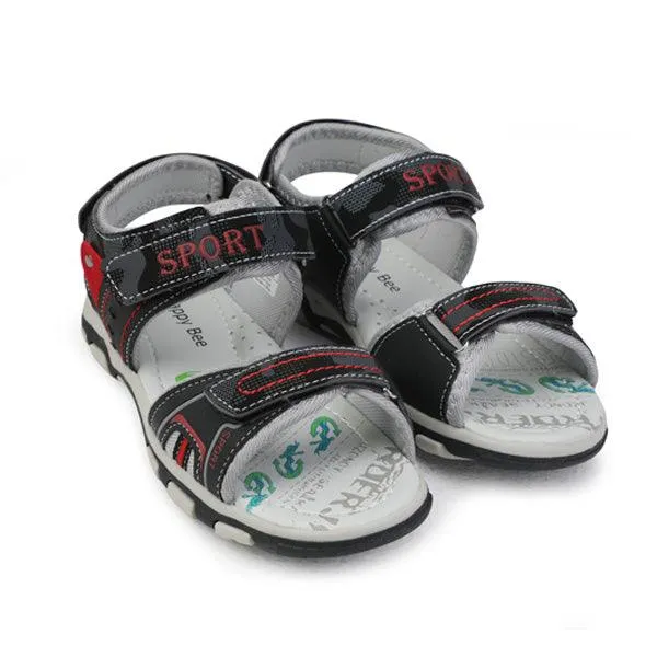 GIRLS BLACK DOUBLE VELCRO SANDALS