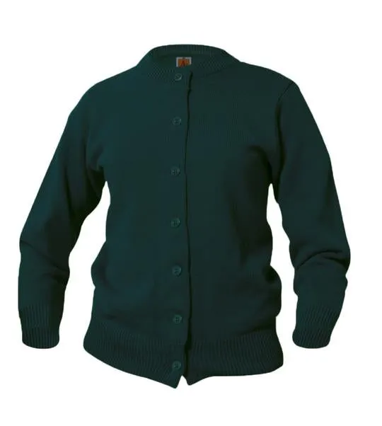 Girls Button Down Cardigan - Hunter Green