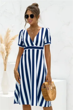 Glinda Striped Satin Midi Shirt Dress