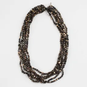 Gold Multi Strand Beaded Lacey Necklace