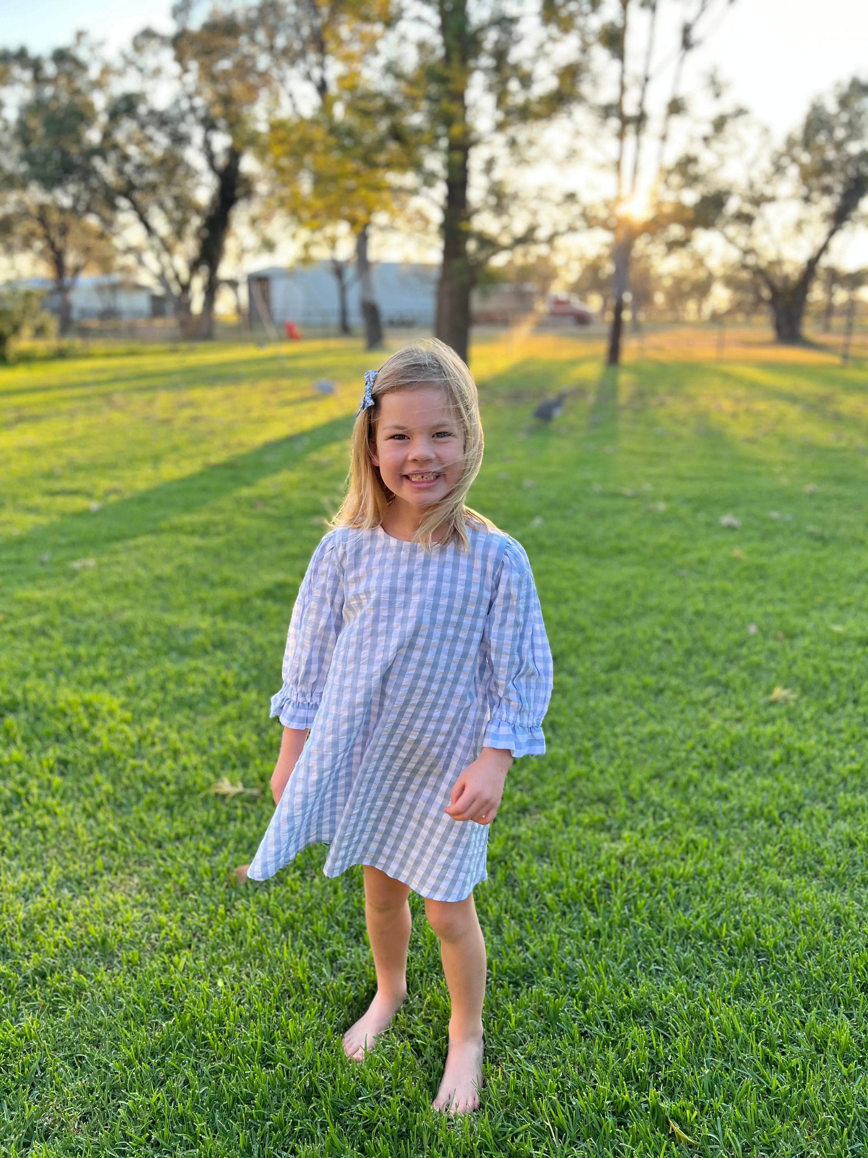 Grace and May Mini Dress Blue Gingham