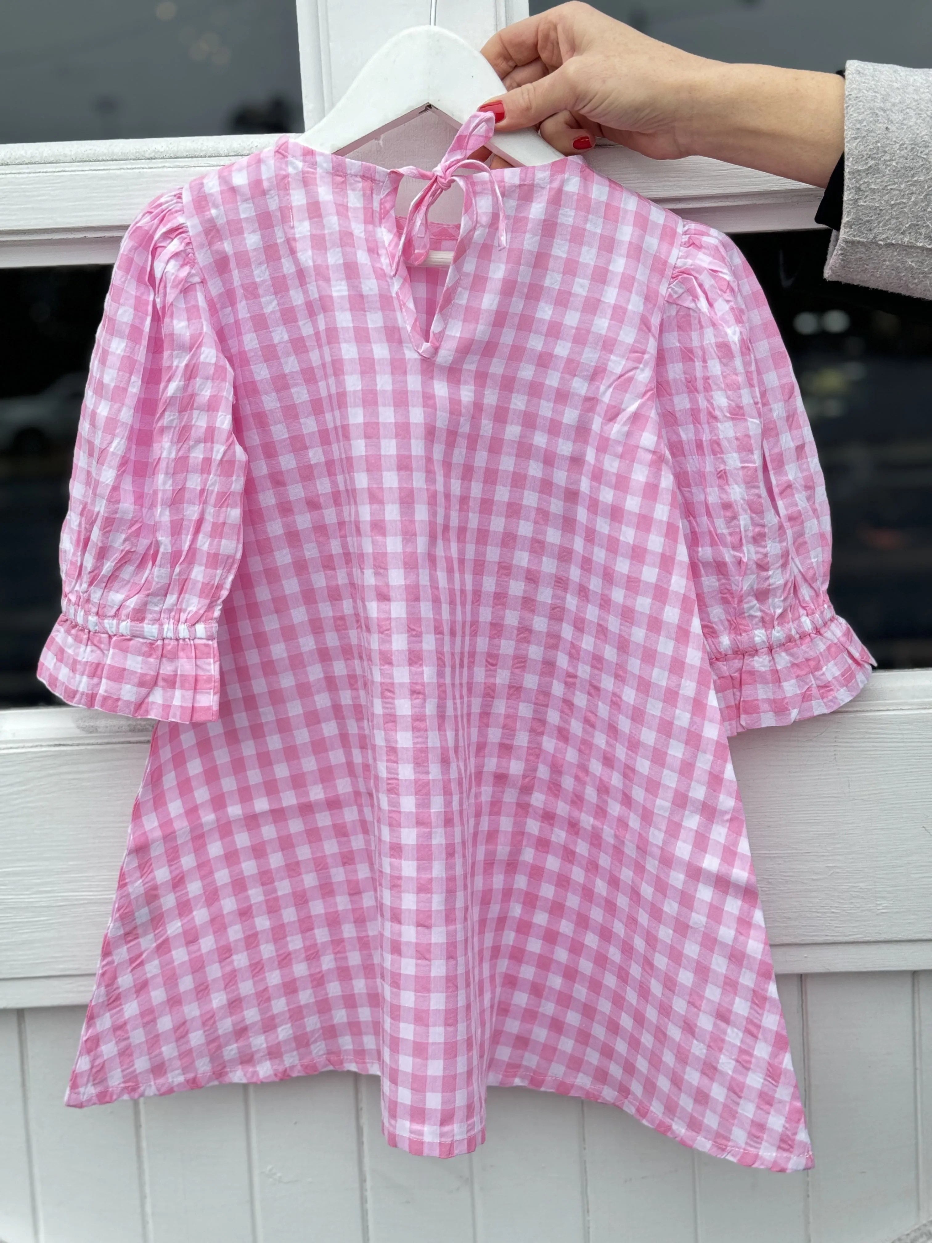 Grace and May Mini Dress Pink Gingham