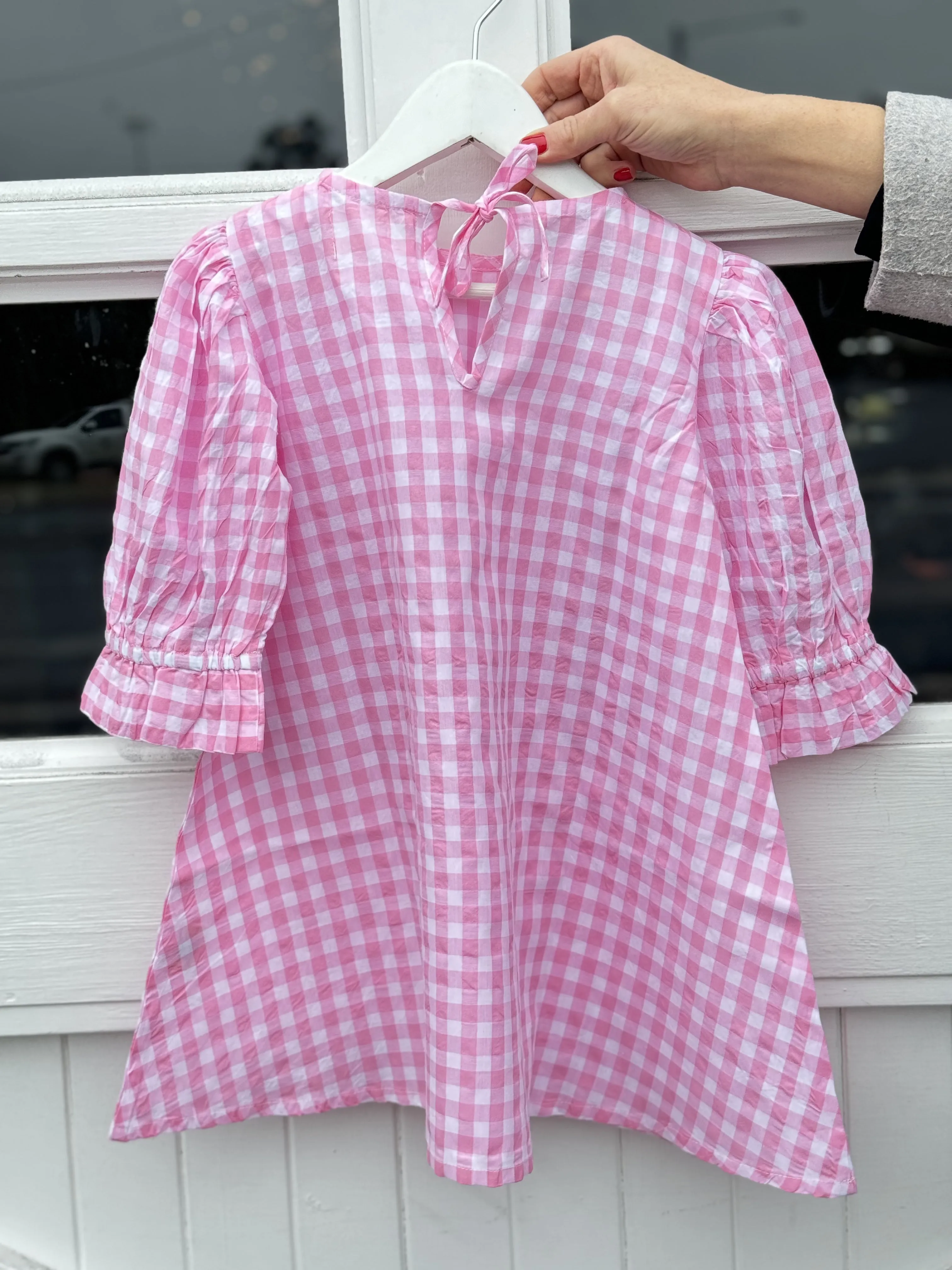 Grace and May Mini Dress Pink Gingham