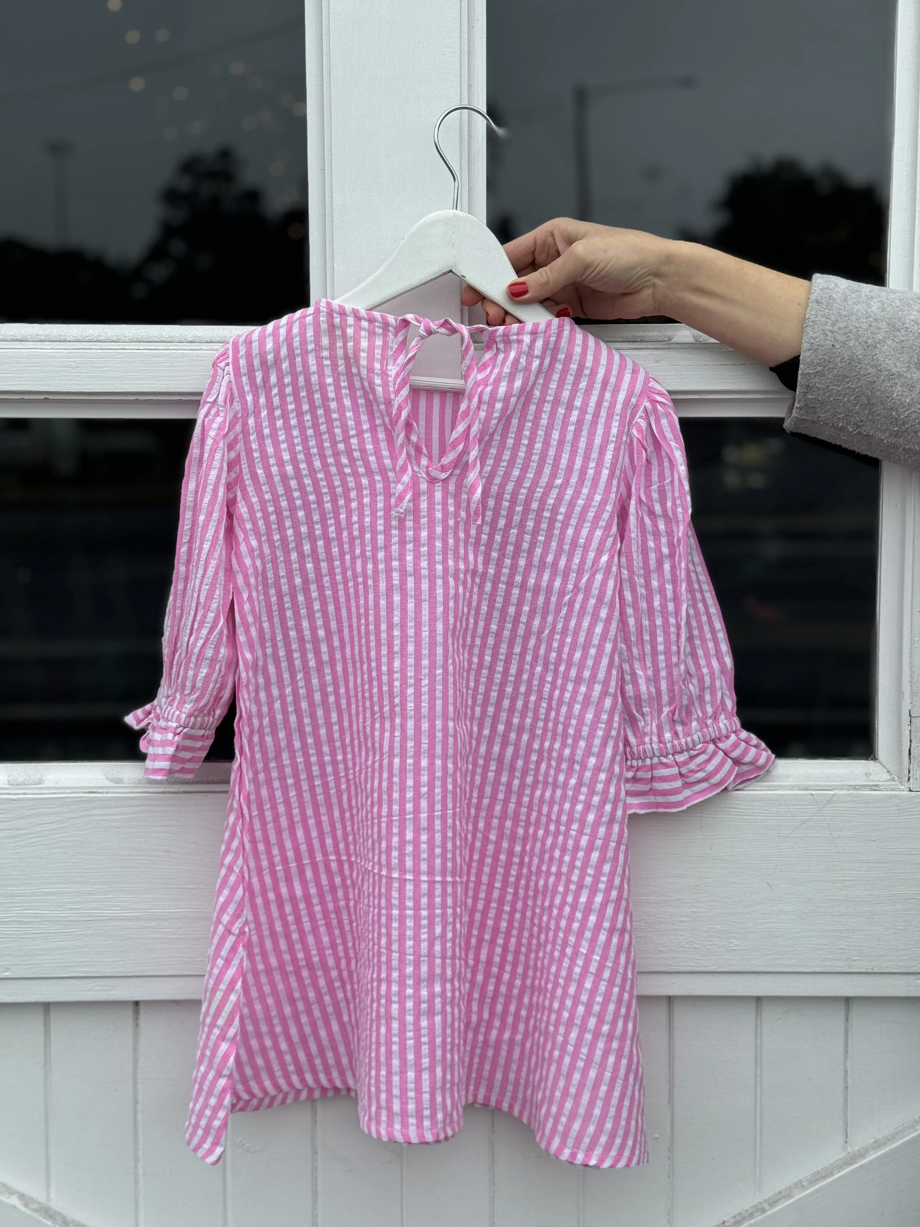 Grace and May Mini Dress Pink Stripe