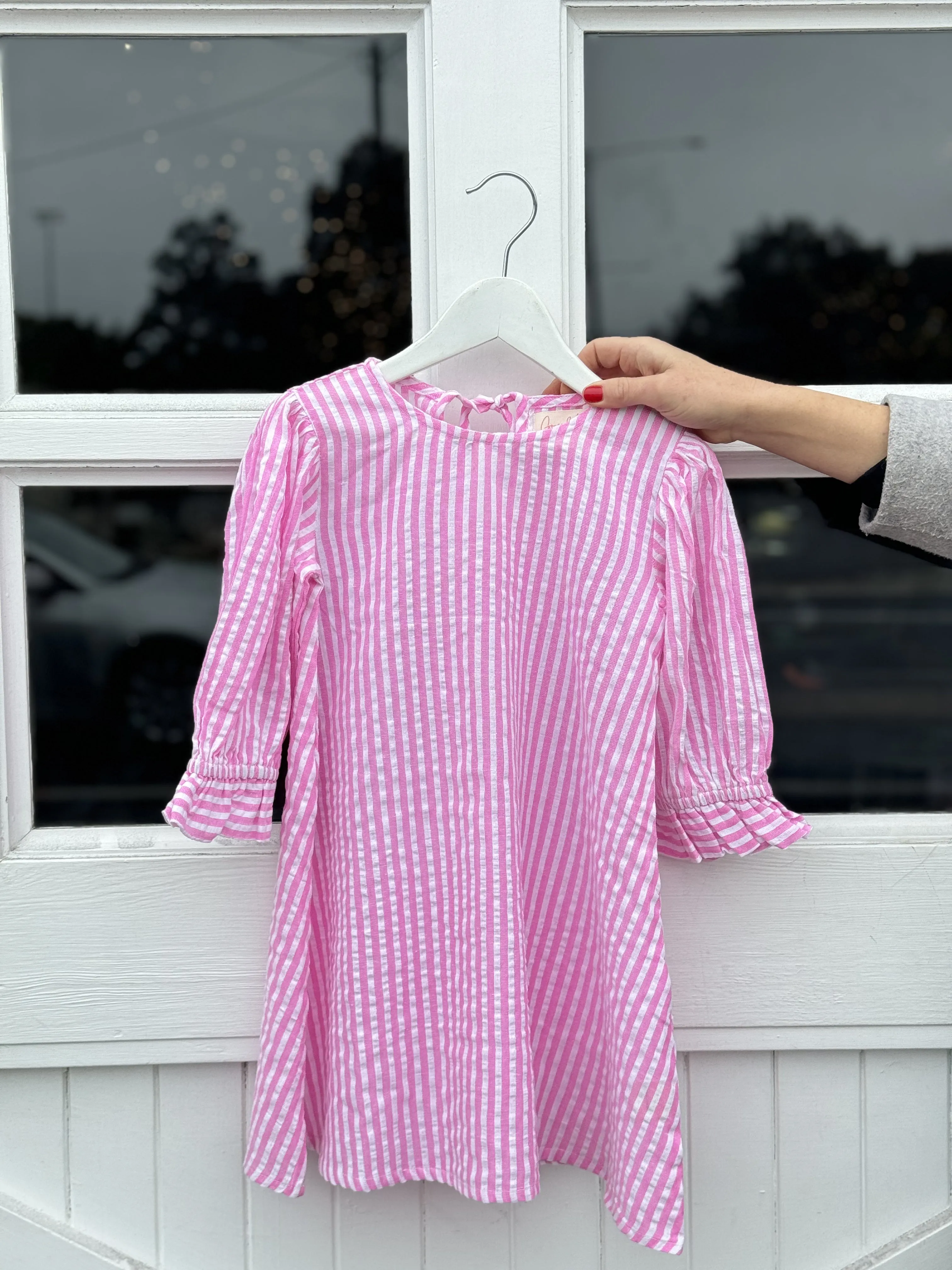 Grace and May Mini Dress Pink Stripe