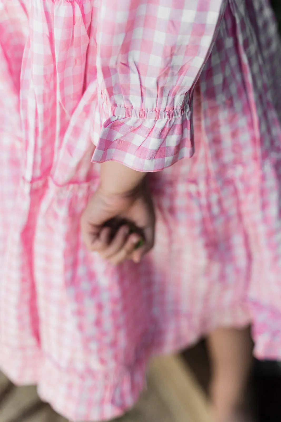 Grace and May Mini Tiered Dress Pink Gingham