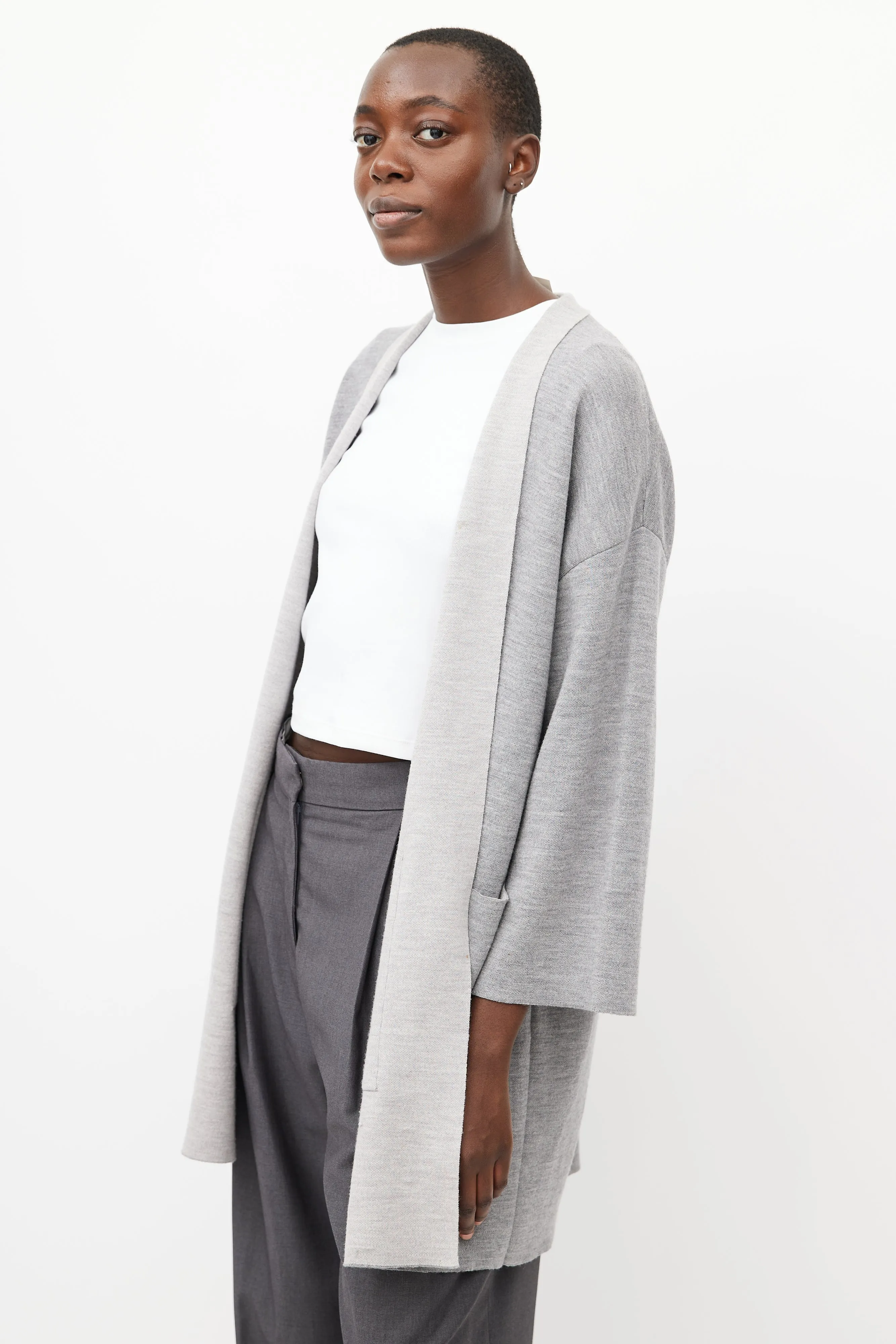 Grey Wool Cardigan