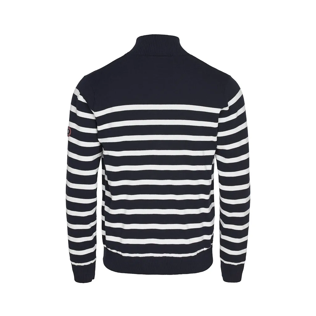 Haakon Striped Knit Cardigan - Windbreaker - Dark Navy/Pearl