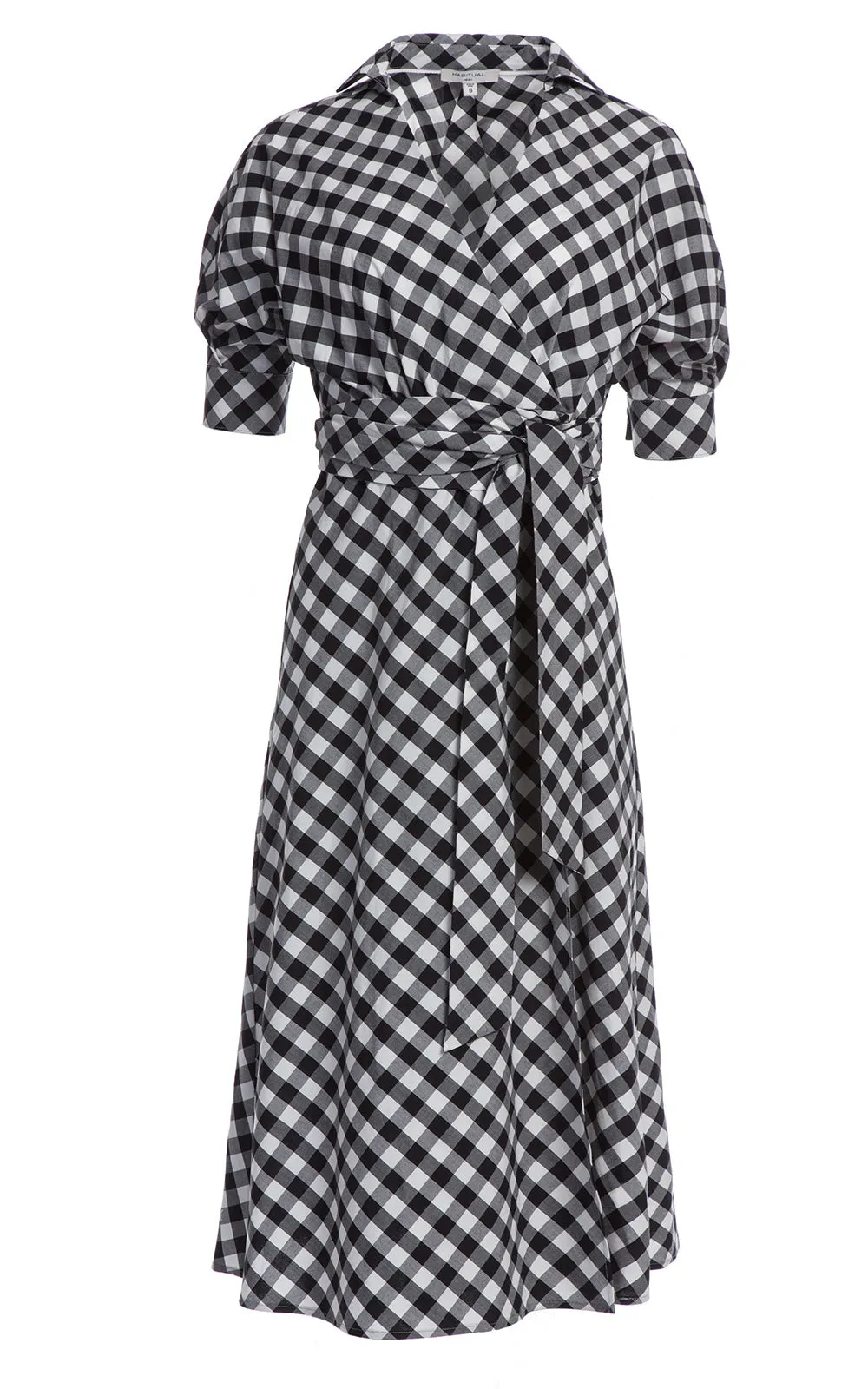 Habitual - Wrap Dress in Black/White Gingham