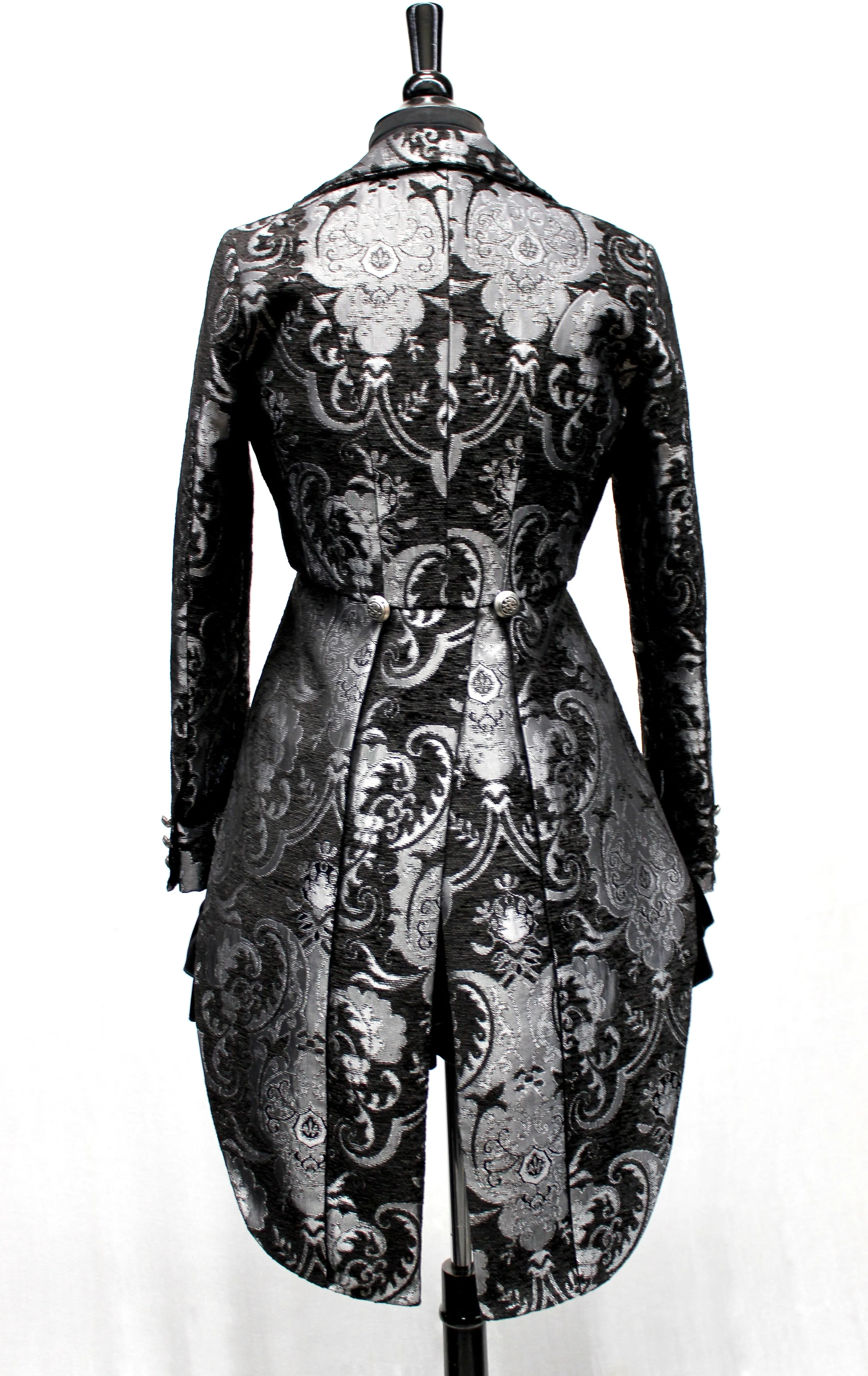 HARLEQUIN TAILCOAT - SILVER/BLACK TAPESTRY