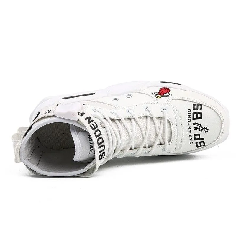 High-Top Sneakers Shoes Graffiti Buckle