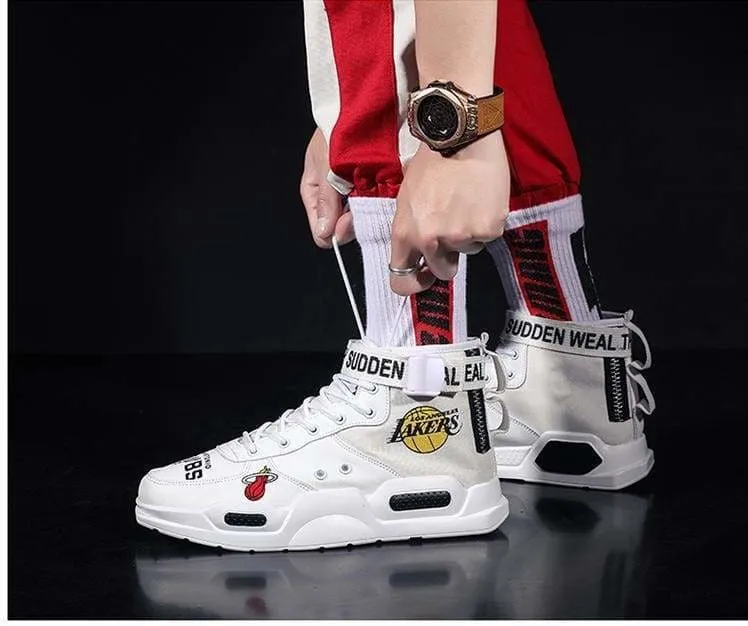 High-Top Sneakers Shoes Graffiti Buckle