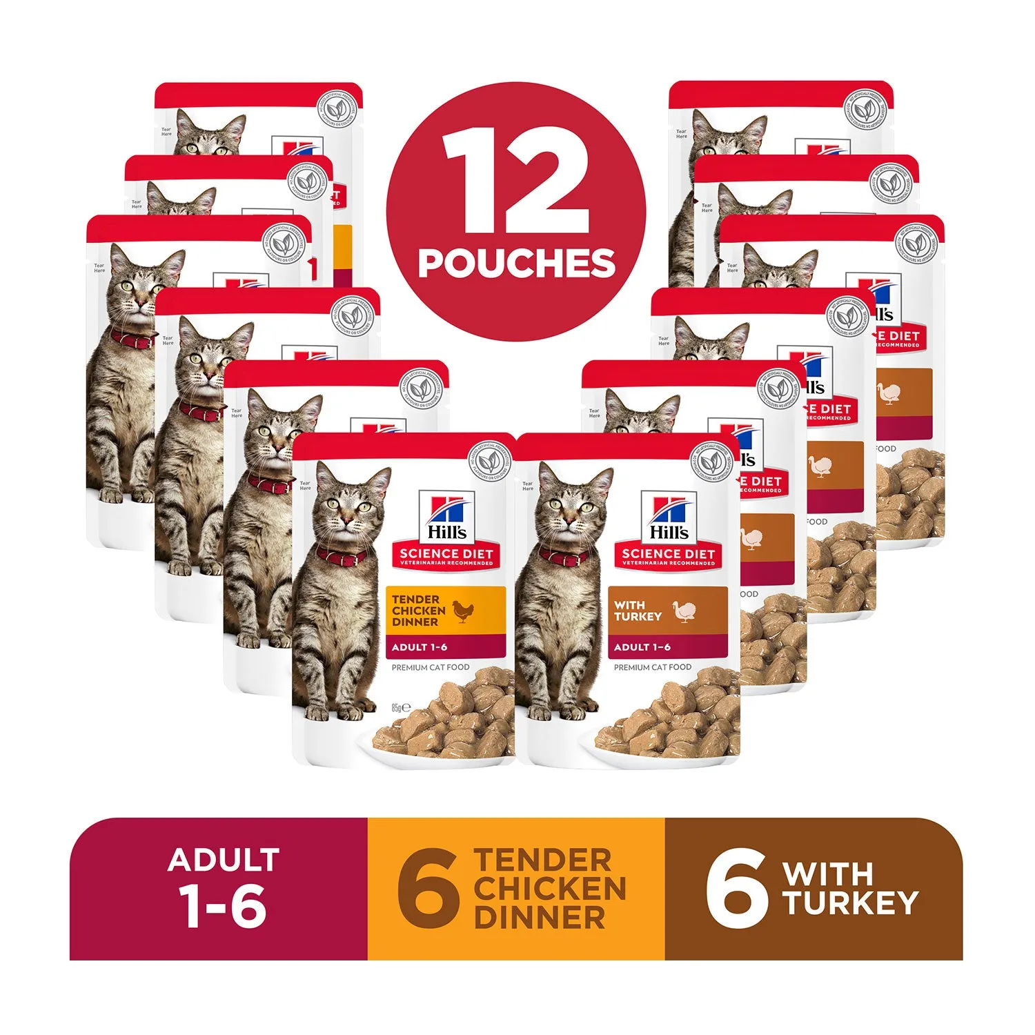 Hills Science Diet Poultry Selection Variety Pack Adult Wet Cat Food 12 x 85g