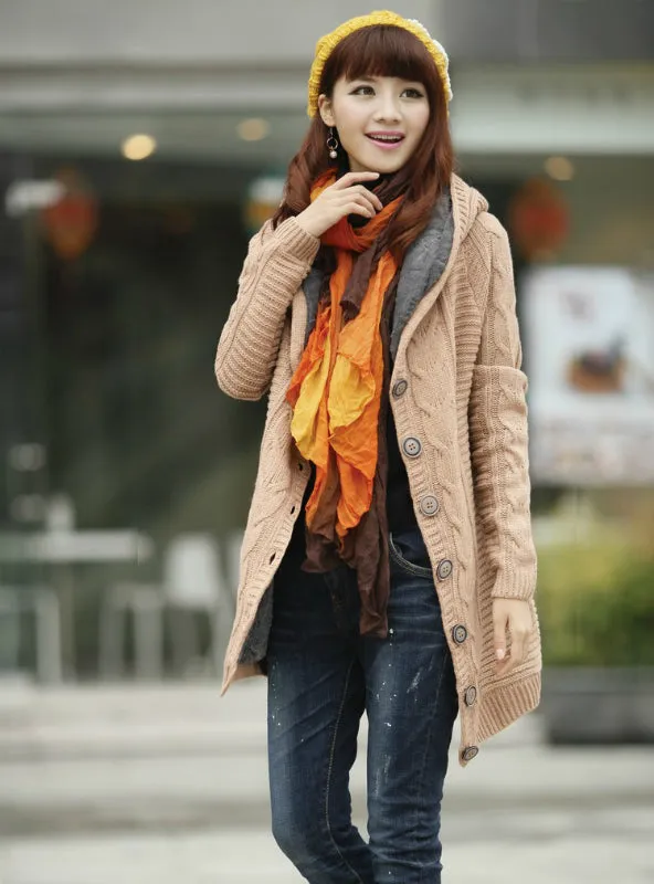 Hooded Cardigan Cashmere Sweater Women Coat