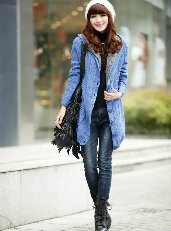 Hooded Cardigan Cashmere Sweater Women Coat