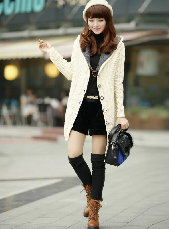 Hooded Cardigan Cashmere Sweater Women Coat