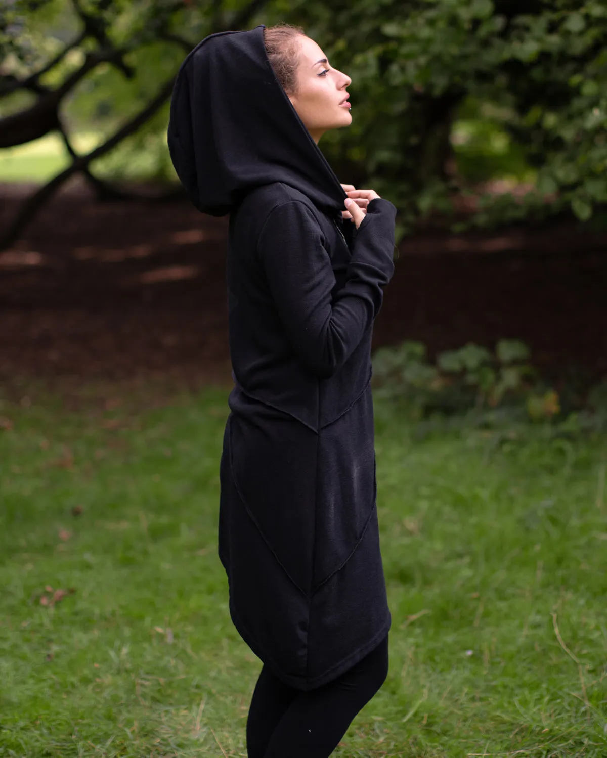 Hooded Pixie Dress Black