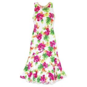 Hoopla White Lehua Hawaiian Dress