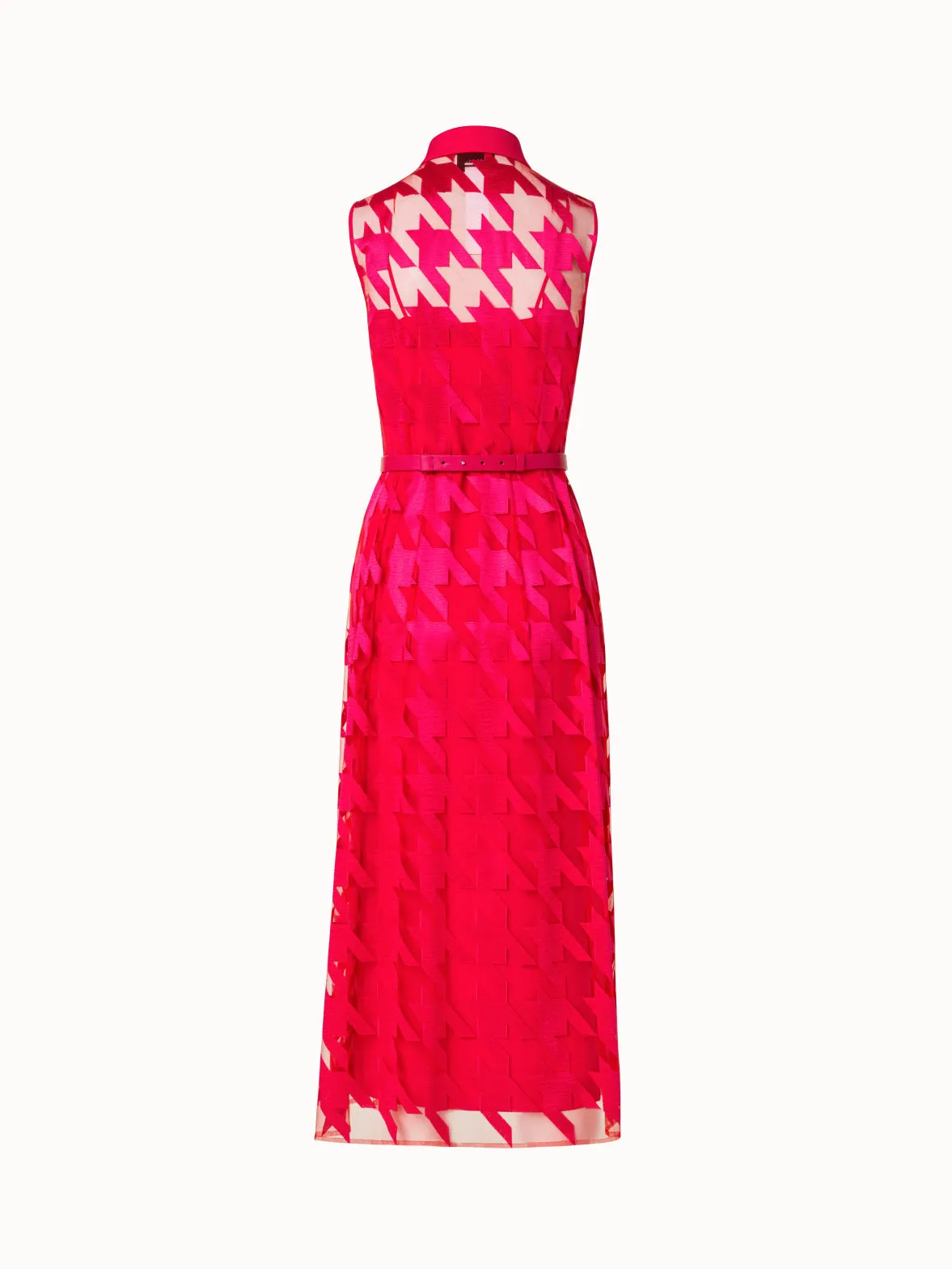 Houndstooth Embroidery on Tulle Midi Dress