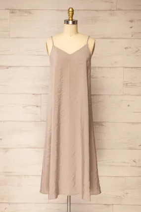 Ibertioga Taupe | Midi Slip Dress w/ V-Neckline