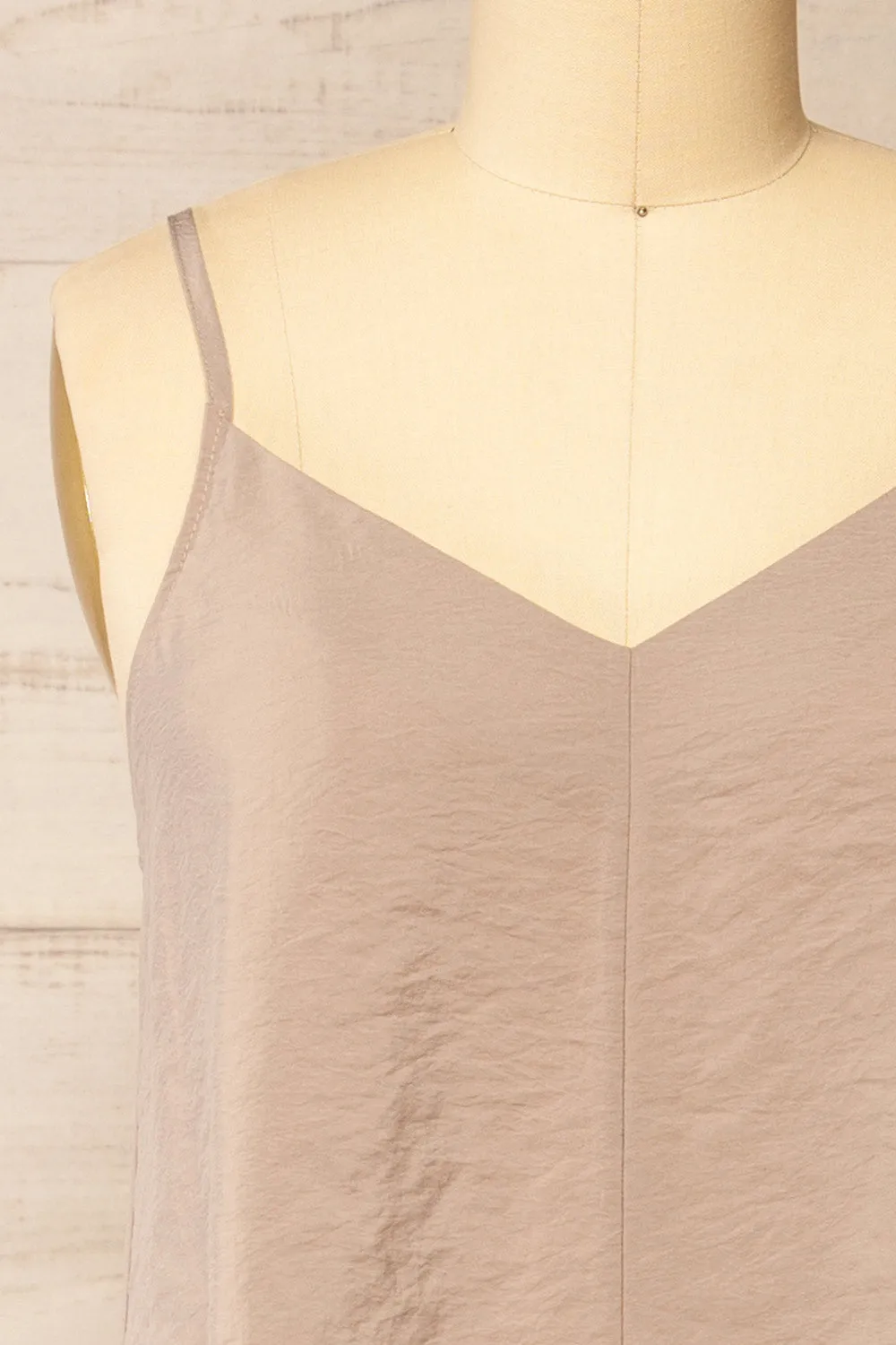 Ibertioga Taupe | Midi Slip Dress w/ V-Neckline