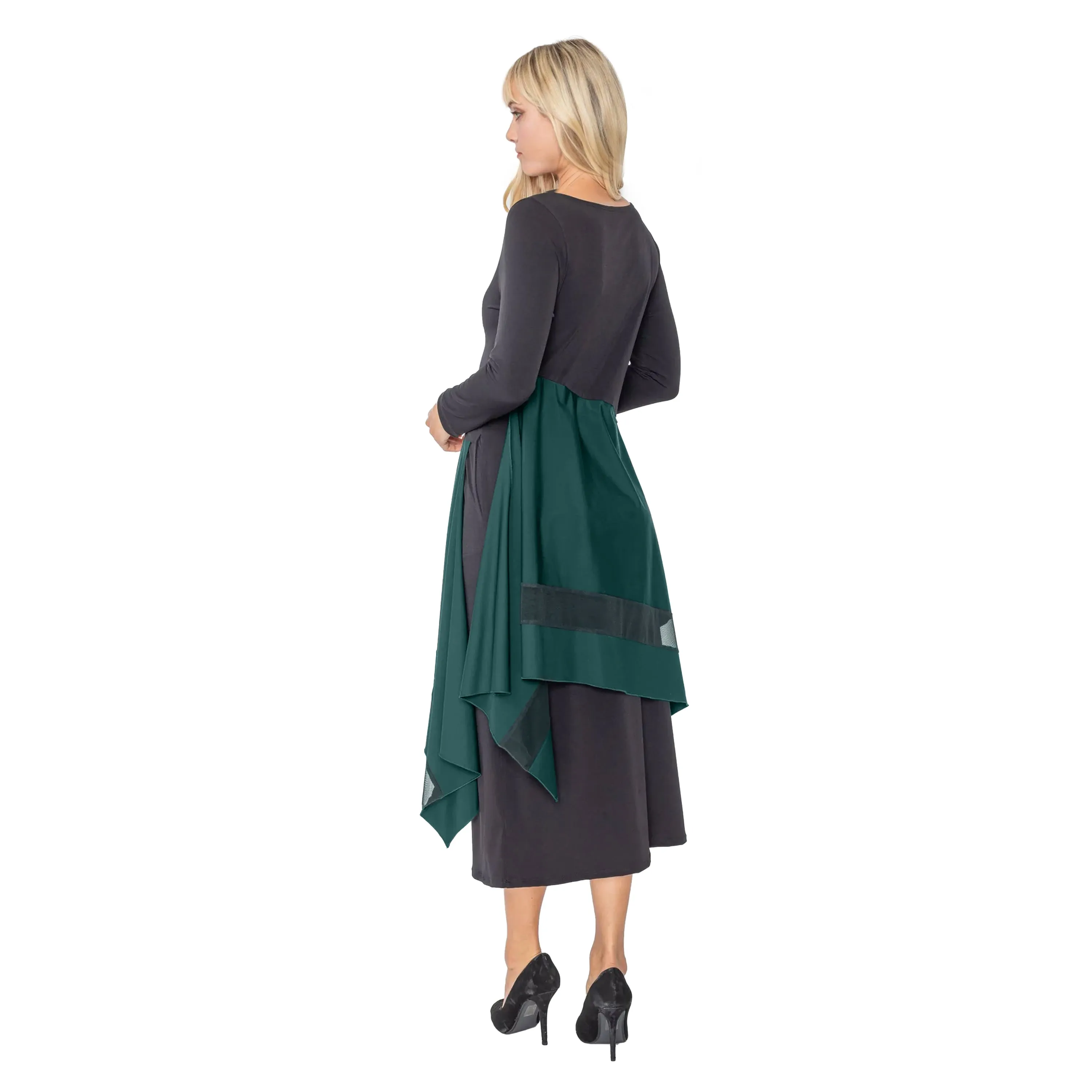 IC Collection Apron Midi Dress in Green - 5610D-GN - Size S Only!