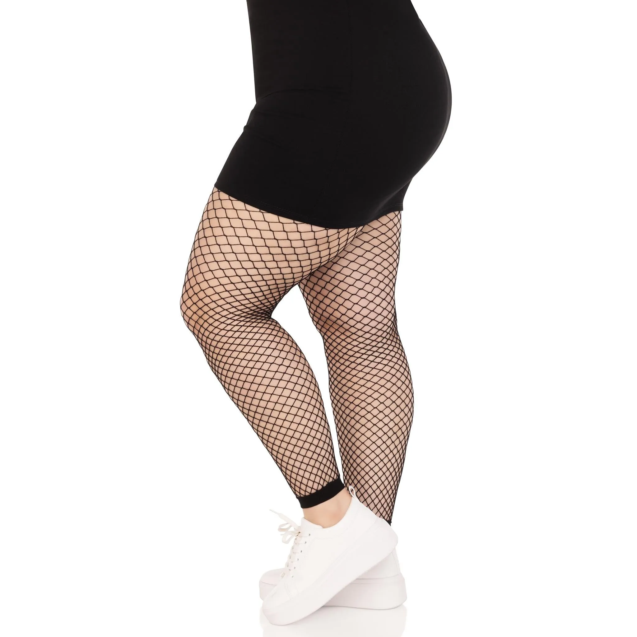 Industrial Net Footless Tights - 1x/2x - Black