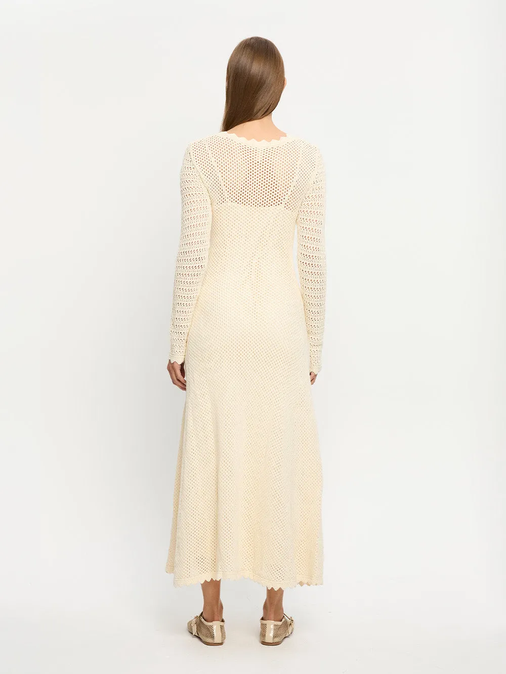 Ingrid Knit Midi Dress - Cream