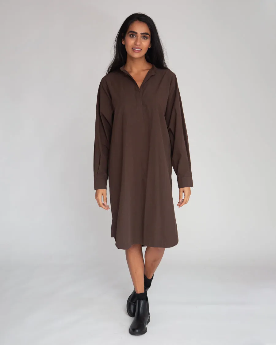 Ingrid Organic Cotton Dress In Chocolate