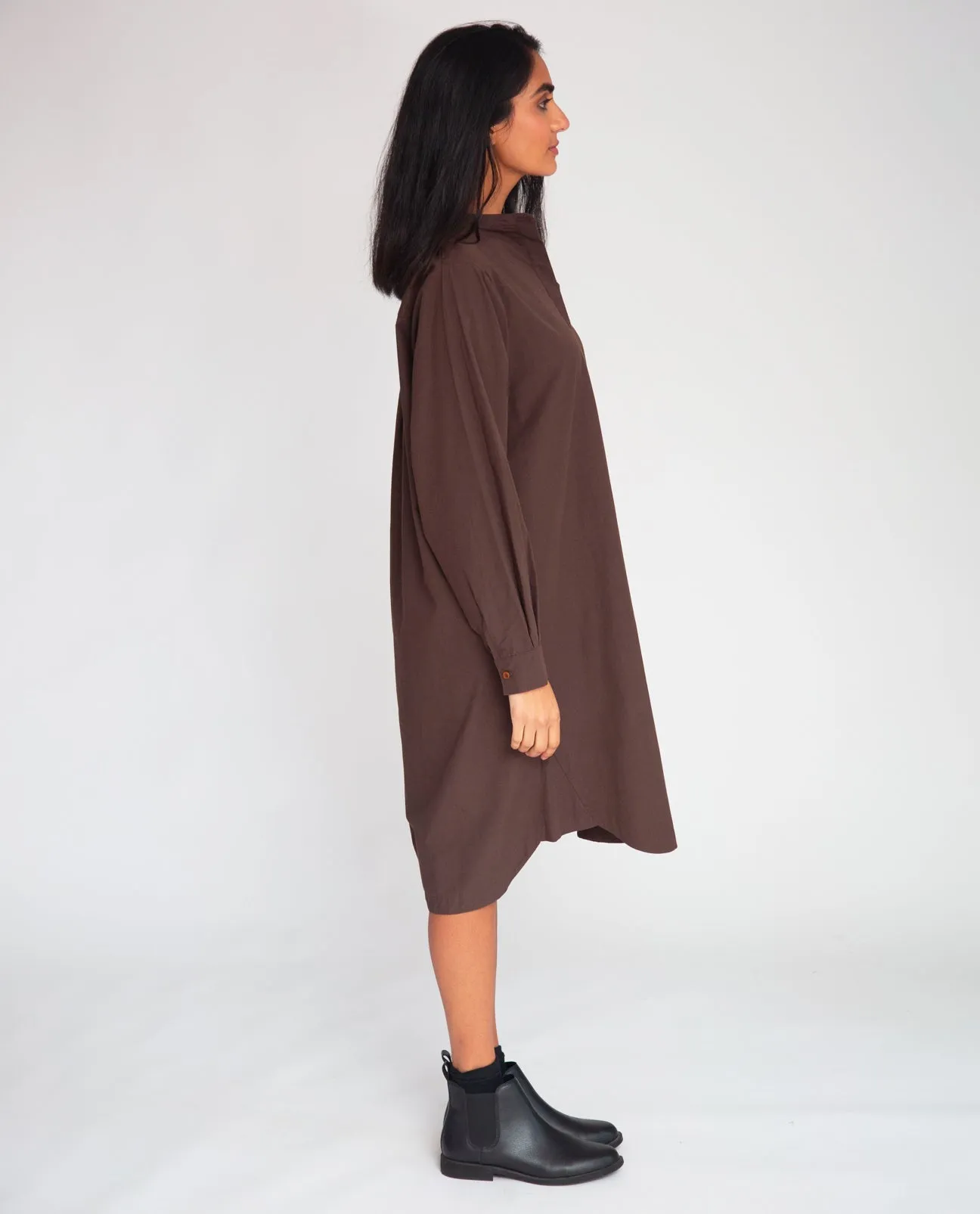 Ingrid Organic Cotton Dress In Chocolate