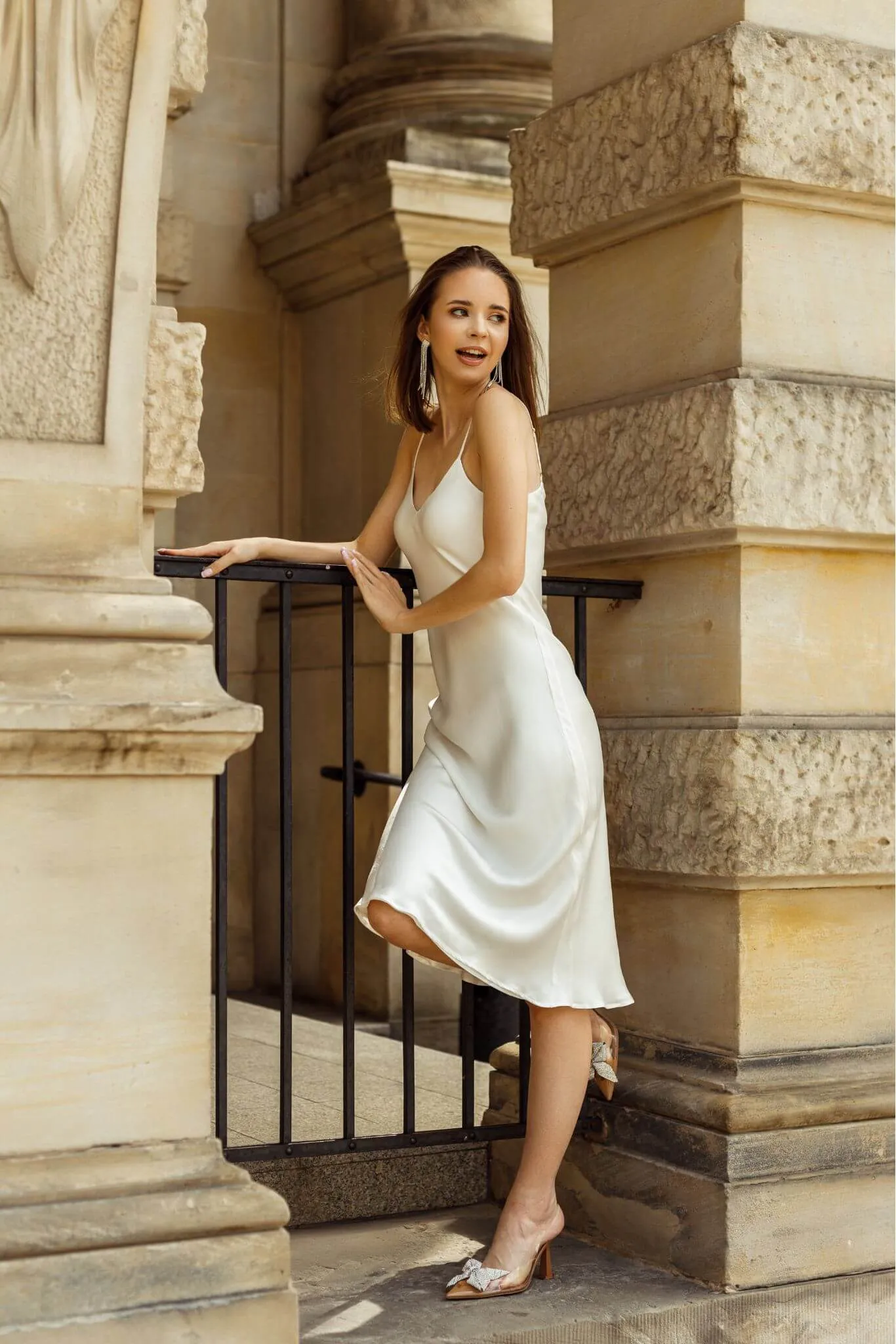 Ivory Double Layered Silk Dress