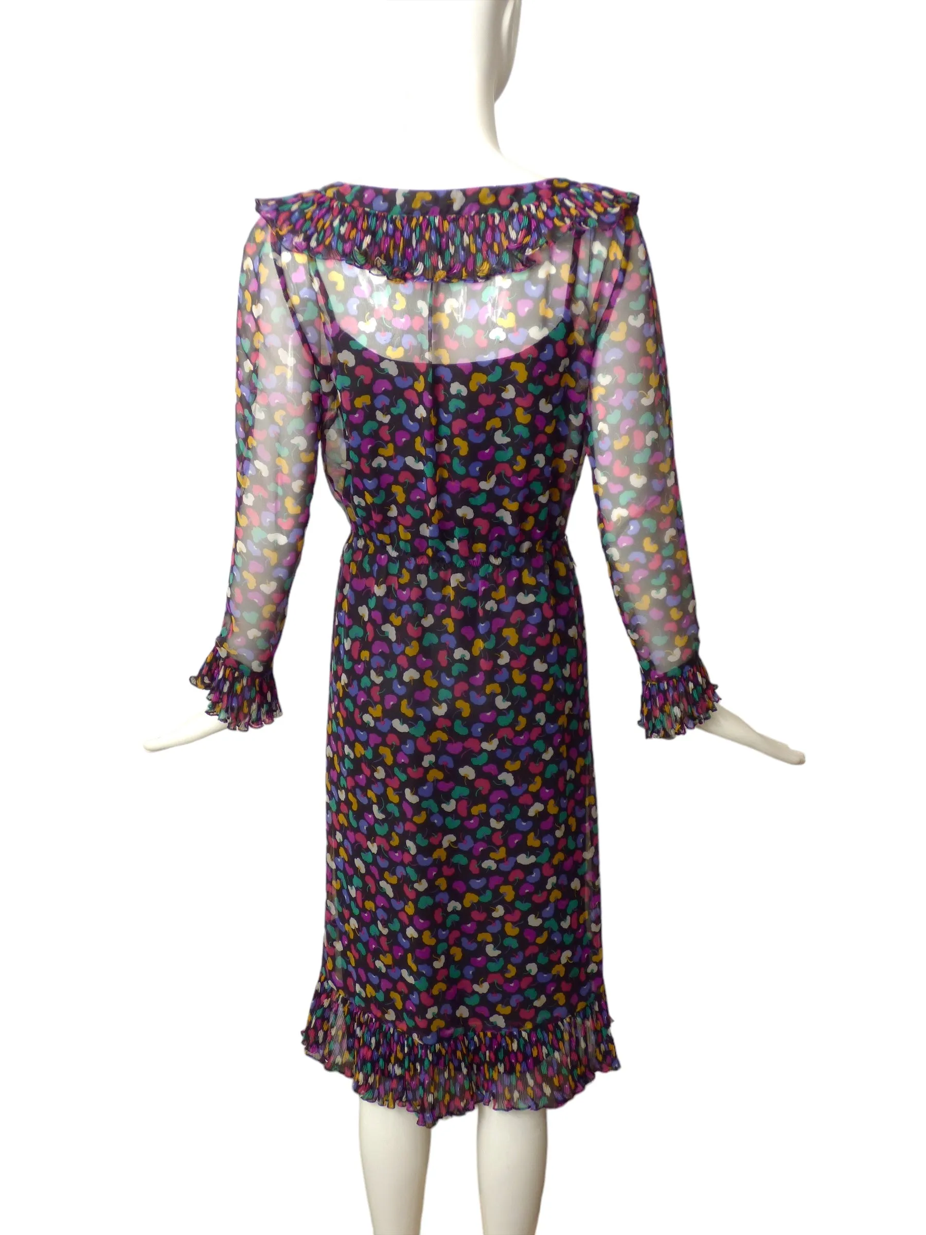 JANE ANDRE-1970s Chiffon Print Dress, Size 6