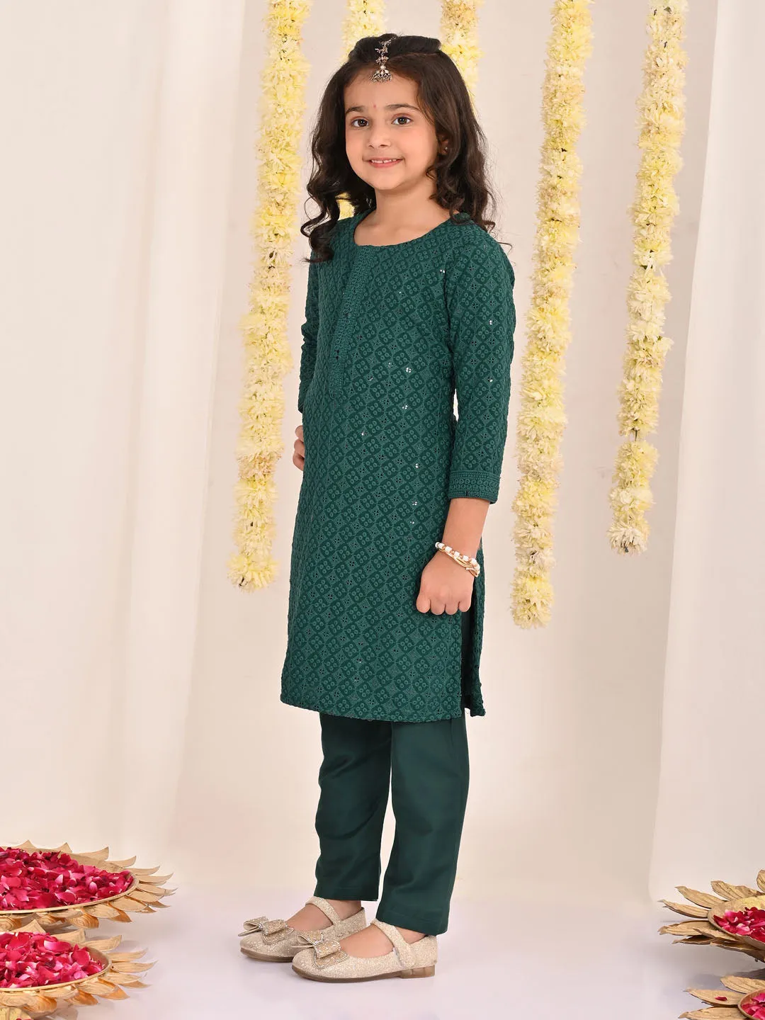 Jashvi Green And White Green BHAI BEHEN Siblings Matching Set