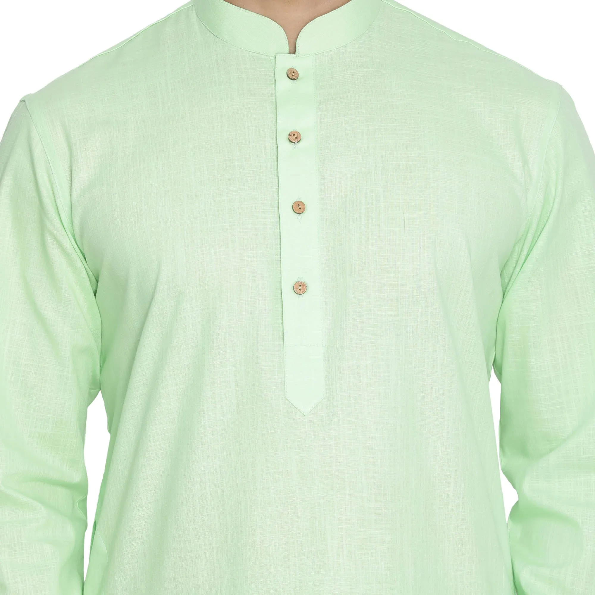 Jashvi Men's Green Cotton Kurta and Churidar Set